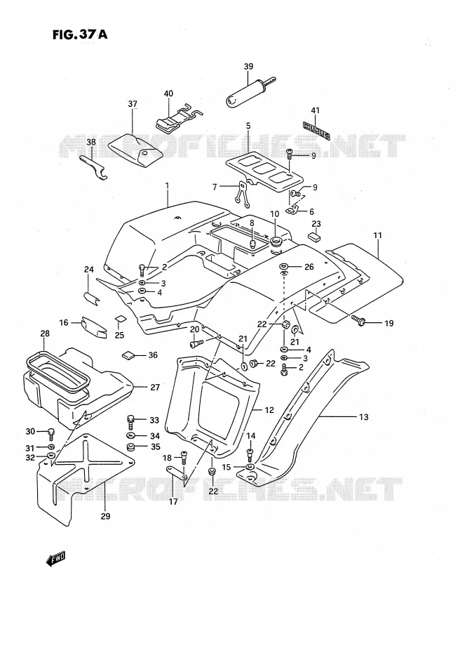 ACHTERSPATBORD (MODELE M/N/P/R/S/T) Suzuki QUAD 250 OZARK 1989  LT-F250K(E3)