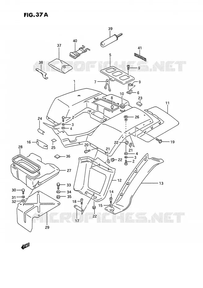 ACHTERSPATBORD (MODELE M/N/P/R/S/T) Suzuki QUAD 250 OZARK 1990  LT-F250L(E28)