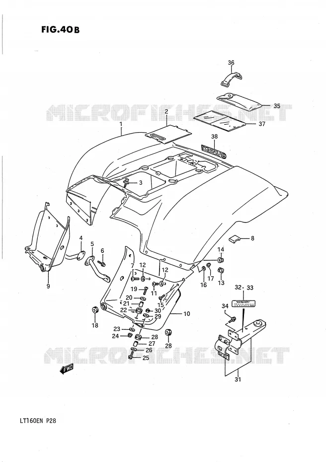 ACHTERSPATBORD (MODELE M/N) Suzuki QUAD 160 QUADRUNNER 1991  LT160EM(P28)