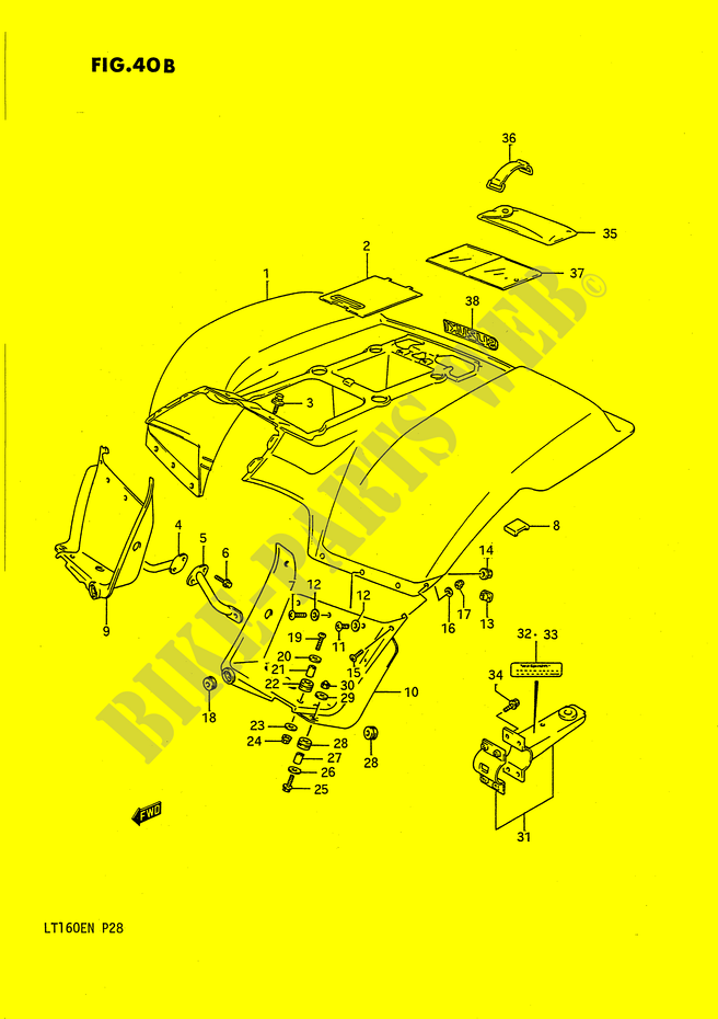 ACHTERSPATBORD (MODELE M/N) voor Suzuki QUADRUNNER 160 1992