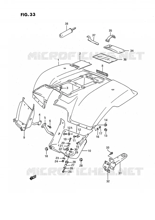 ACHTERSPATBORD Suzuki QUAD 160 OZARK 1992  LT-F160N(P3)