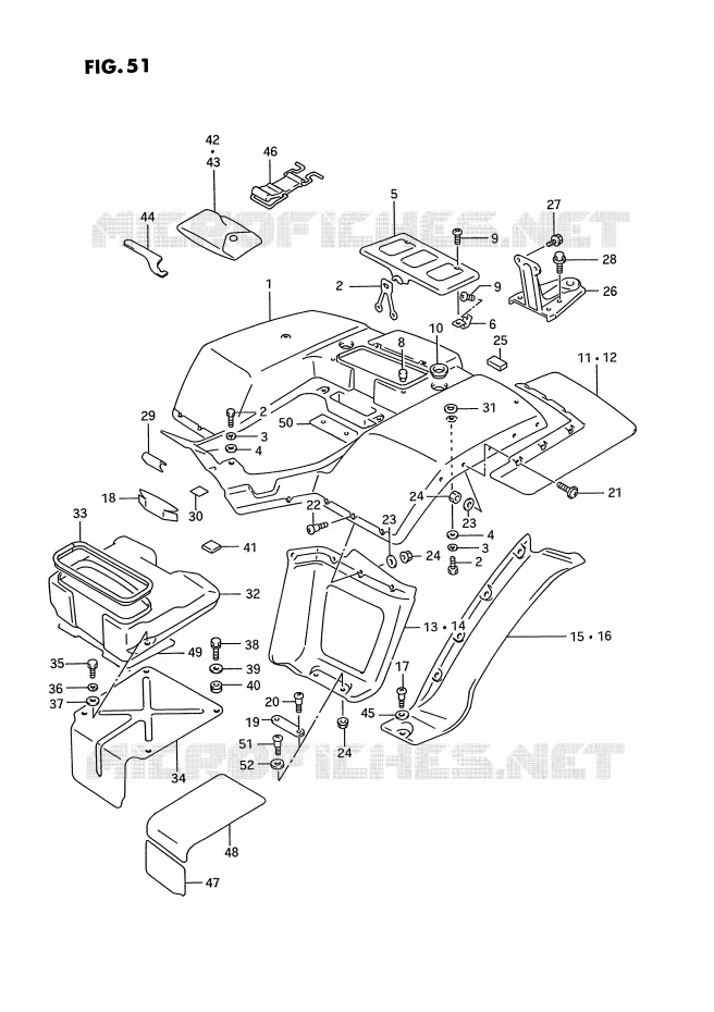 ACHTERSPATBORD Suzuki QUAD 300 KINGQUAD 1991  LT-F4WDXM(E2)