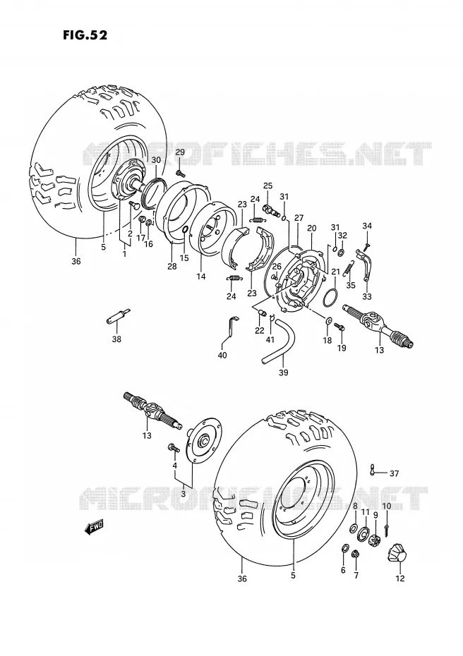 ACHTERWIEL (MODELE M/N/P/R) Suzuki QUAD 300 KINGQUAD 1991  LT-F4WDXM(E2)