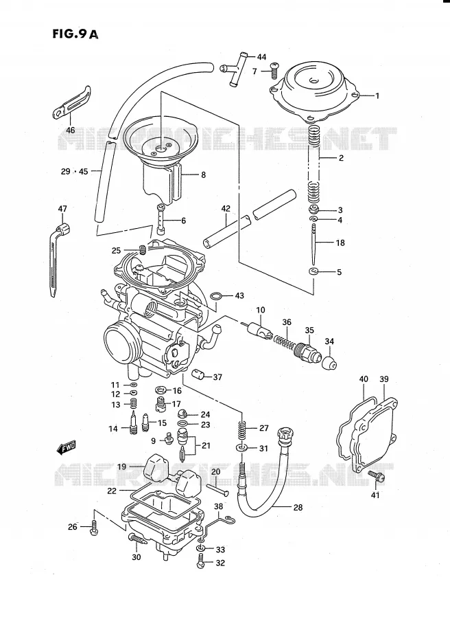 CARBURATOR (MODELE L/M/N/P/R/S/T) Suzuki QUAD 250 OZARK 1994  LT-F250R(E3)