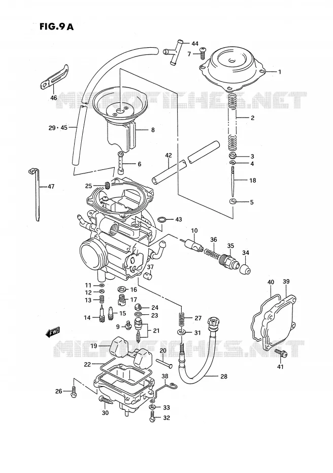 CARBURATOR (MODELE L/M/N/P/R/S/T) Suzuki QUAD 250 OZARK 1996  LT-F250T(E2)