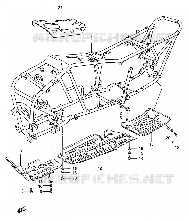 FRAME (MODELE H/J/K) Suzuki QUAD 250 KINGQUAD 1993  LT-F4WDP(E28)