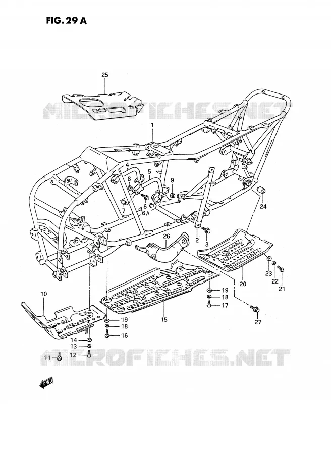 FRAME (MODELE L/M/N/P/R/S) Suzuki QUAD 250 KINGQUAD 1991  LT-F4WDM(E2)