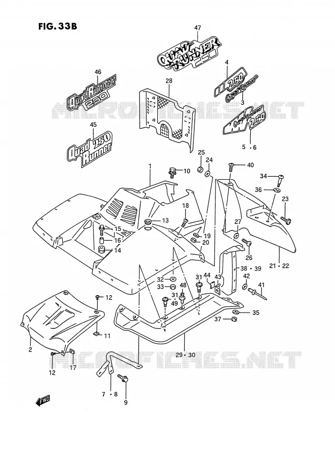 FRONT FENDER (MODELE M/N/P/R/S/T E24) Suzuki QUAD 250 OZARK 1988  LT-F250J(E2)