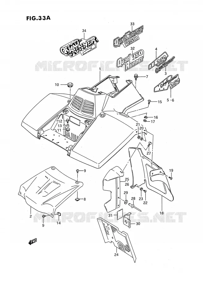 FRONT FENDER (MODELE M/N/P/R/S/T) Suzuki QUAD 250 OZARK 1988  LT-F250J(E2)