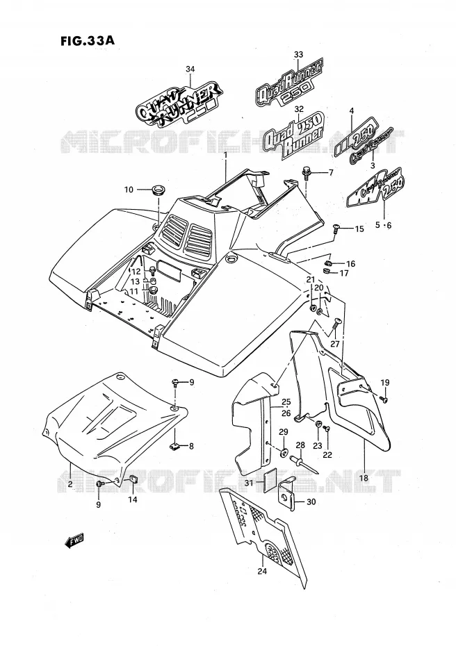 FRONT FENDER (MODELE M/N/P/R/S/T) Suzuki QUAD 250 OZARK 1988  LT-F250J(E3)
