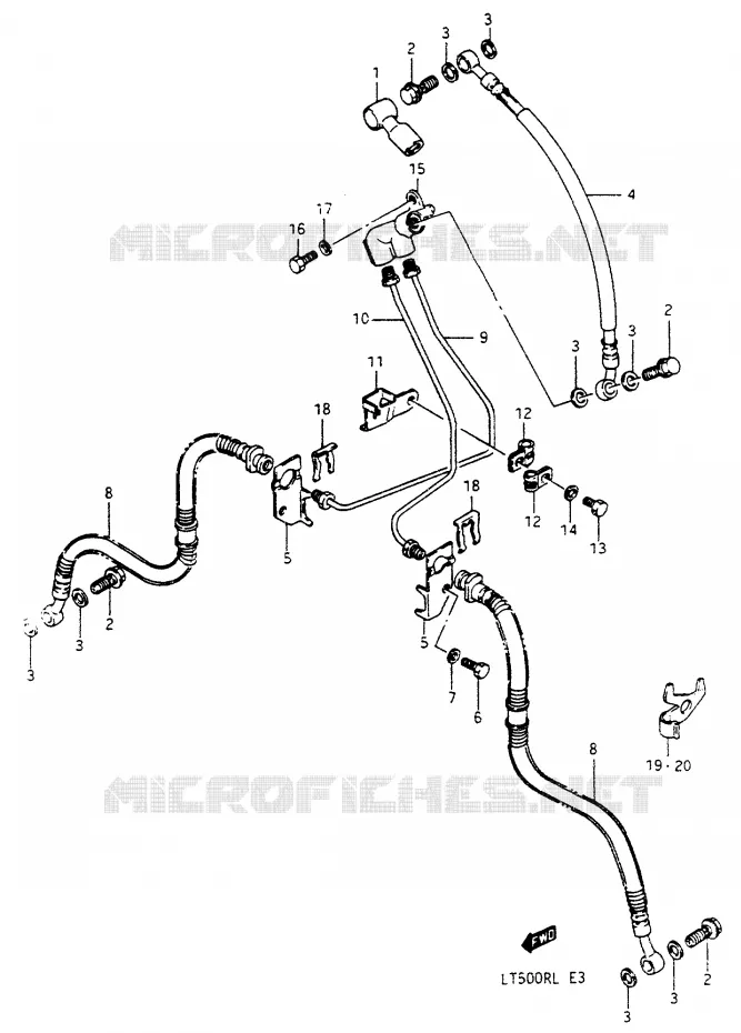 FRONT REMSLANG Suzuki QUAD 500 QUADRACER 1987  LT500RH(H/J/K/L)