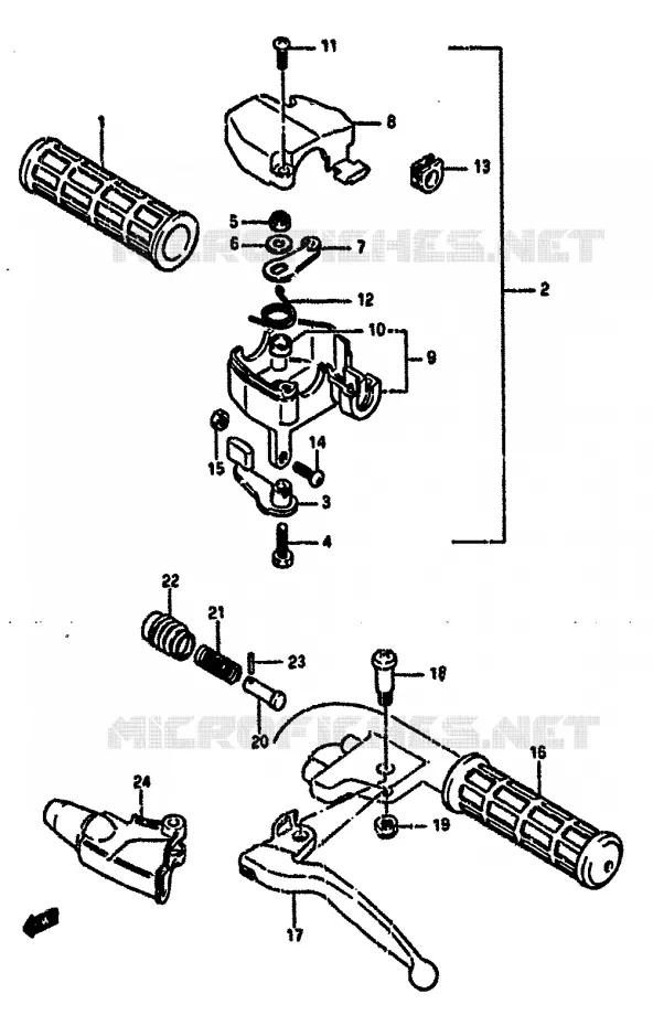 HANDGREEP (MODELE H/J/K) Suzuki QUAD 50 MINIQUAD-SPORT 1985  LT50F(E/F/G/H/J/K)