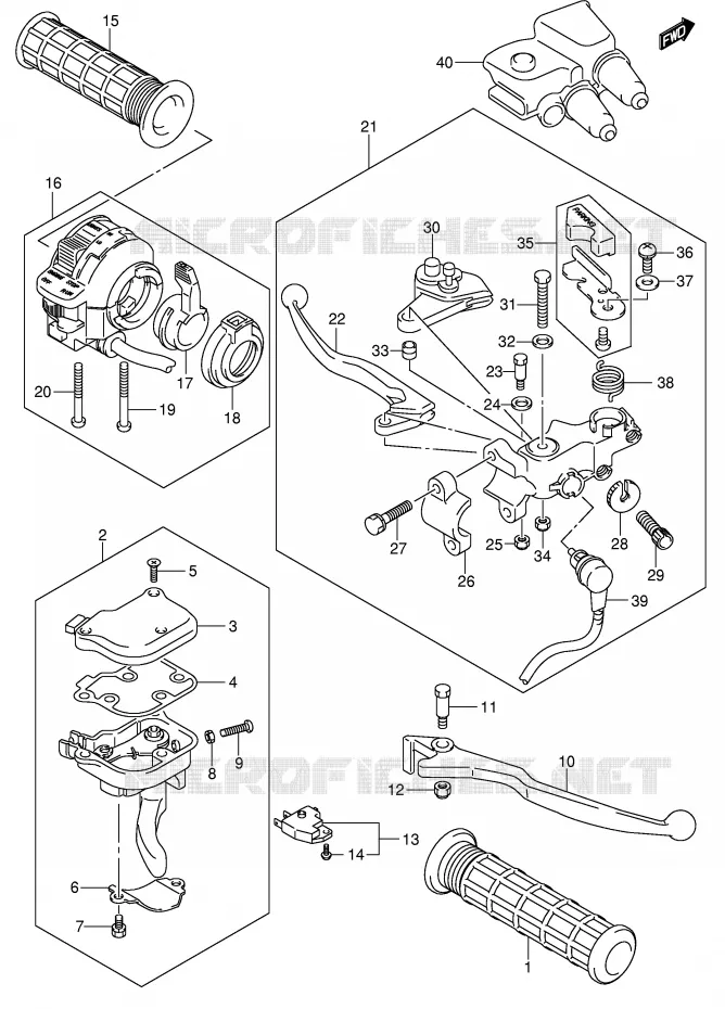 HEFBOMEN - HANDGRIPS (MODEL K4/K5/K6/K7) Suzuki QUAD 400 QUADSPORT 2003  LT-Z400K3(E3/E28)