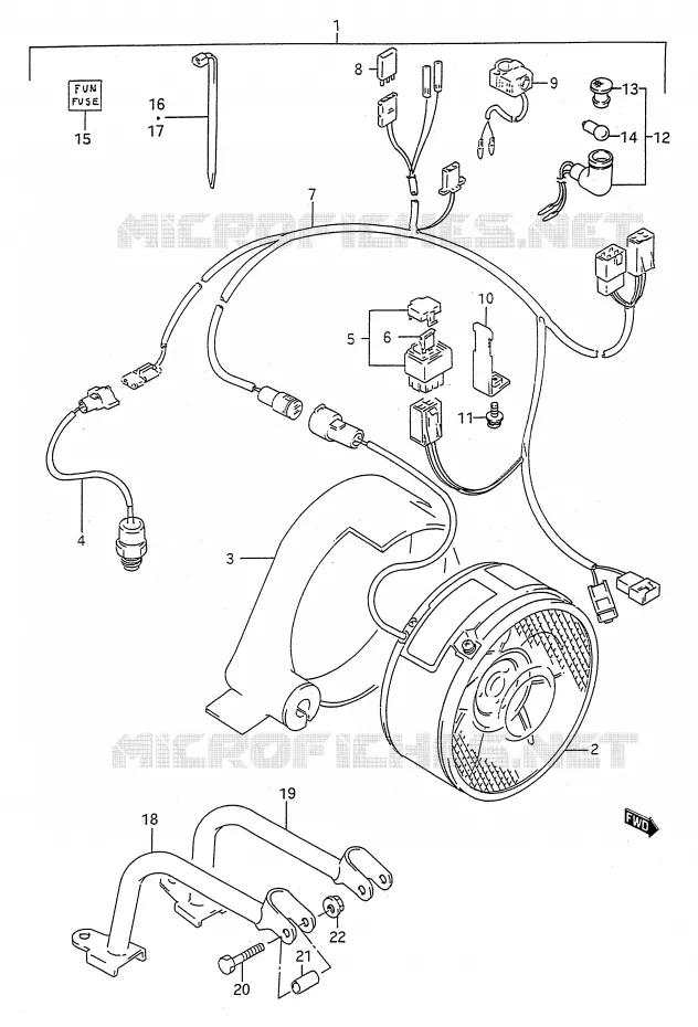 KOELVENTILATOR (MODELE N/P/R/S:OPTIONNEL) Suzuki QUAD 250 KINGQUAD 1991  LT-F4WDM(E28)