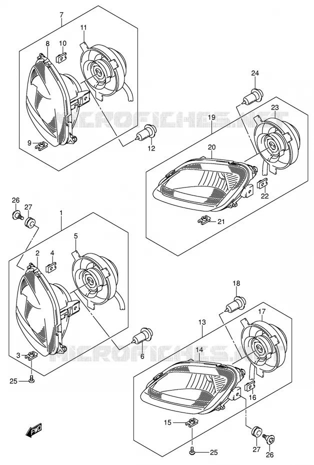 KOPLAMP (MODELE K5 P24) Suzuki QUAD 400 EIGER 2004  LT-F400FK4(P24)