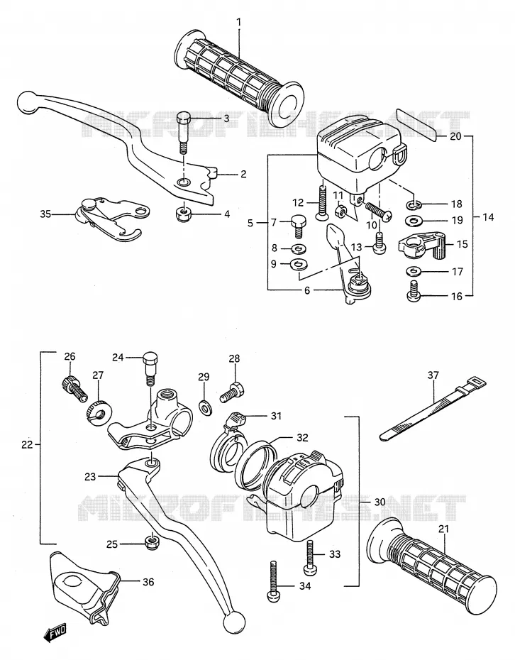 SCHAKELAARS (MODELE H/J/K/L/M/N/P) Suzuki QUAD 250 KINGQUAD 1991  LT-F4WDM(E28)
