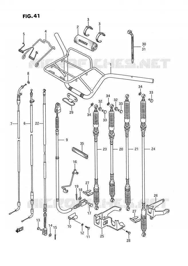 STUUR - KABELS (MODELE H) Suzuki QUAD 250 KINGQUAD 1987  LT-F4WDH(E2)