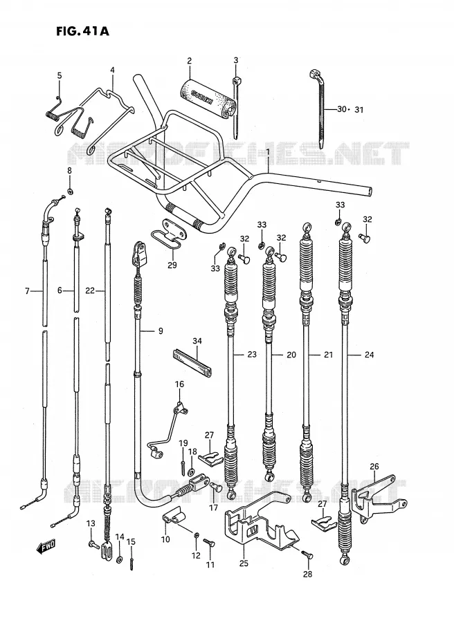 STUUR - KABELS (MODELE J/K) Suzuki QUAD 250 KINGQUAD 1993  LT-F4WDP(E2)