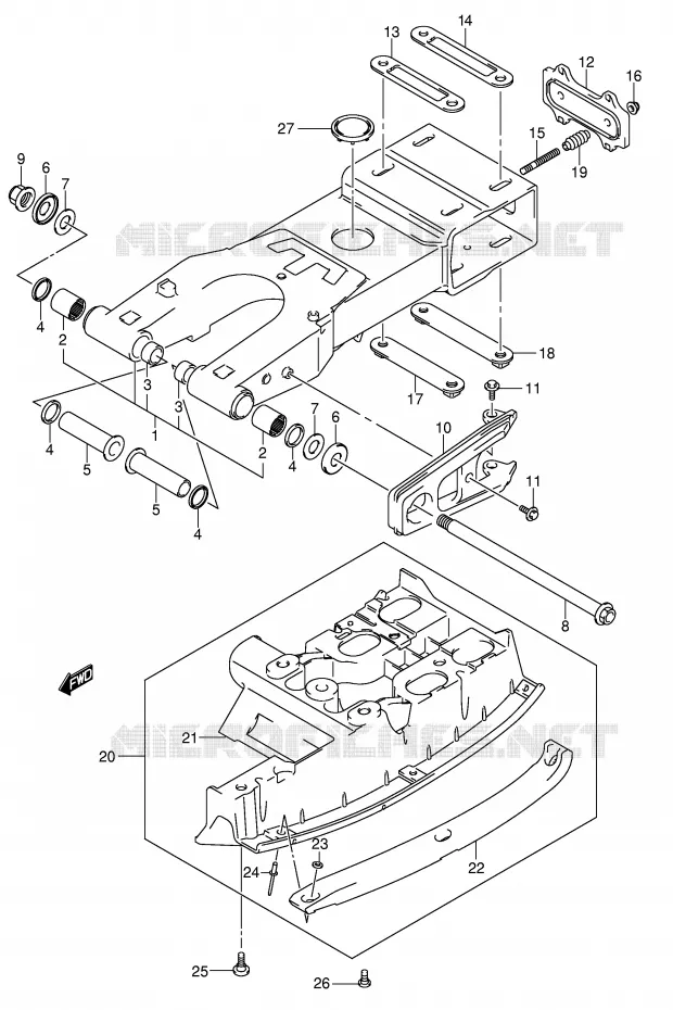 SWINGARM (MODELE K3 F.NO.32113658~) Suzuki QUAD 400 QUADSPORT 2004  LT-Z400K4(E3/E28)