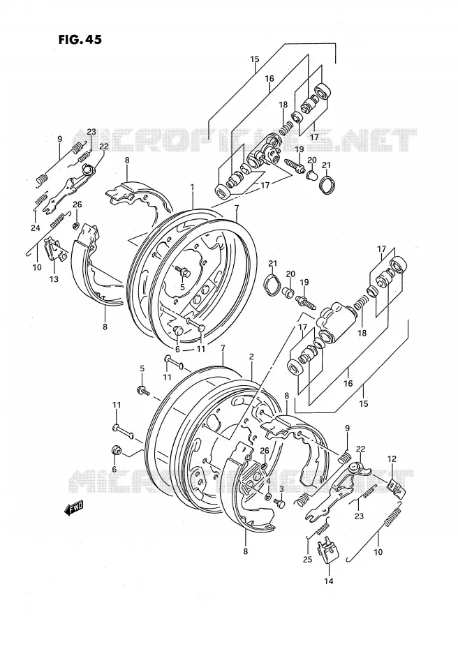 VOOR REM (MODELE J/K/L) Suzuki QUAD 250 OZARK 1992  LT-F250N(E2)