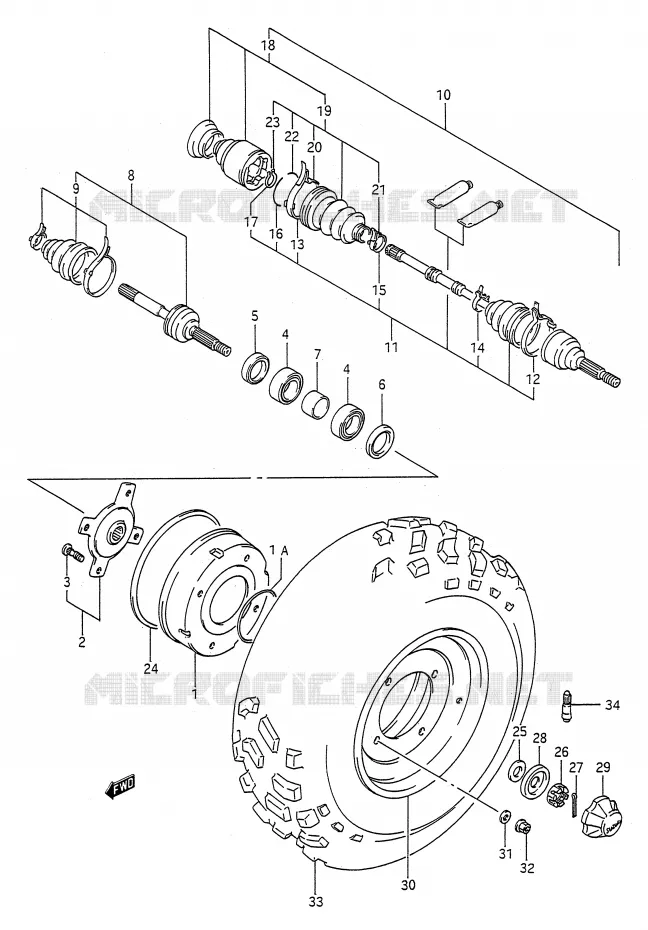 VOORWIEL (MODELE H/J/K/L) Suzuki QUAD 250 KINGQUAD 1995  LT-F4WDS(E28)