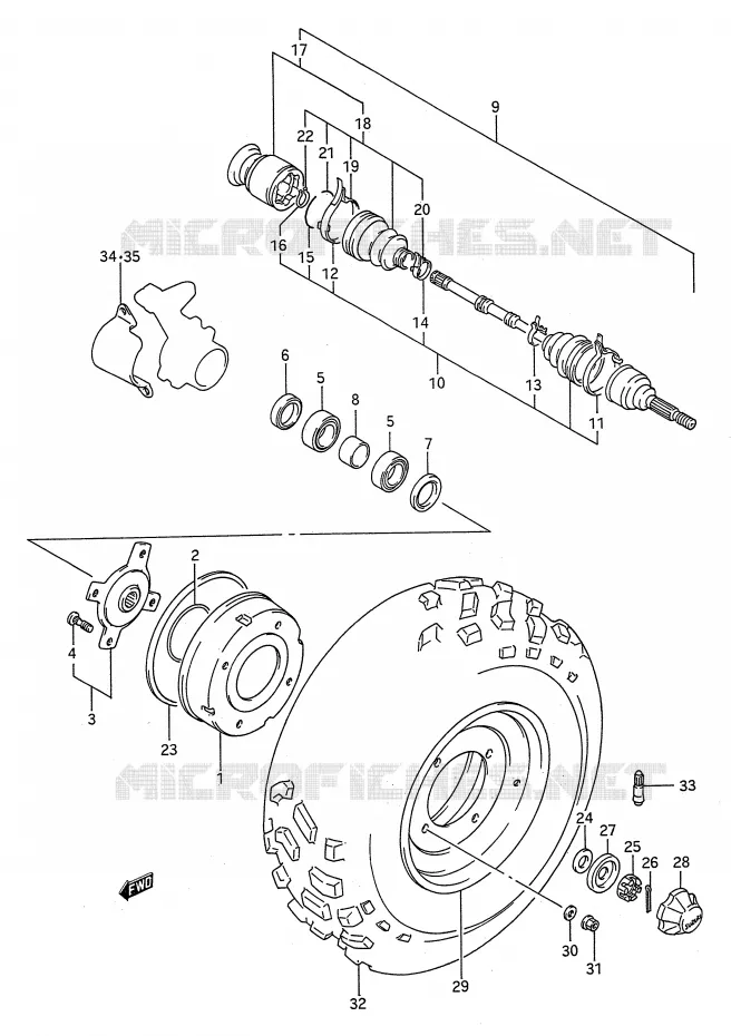 VOORWIEL (MODELE M/N) Suzuki QUAD 250 KINGQUAD 1993  LT-F4WDP(E28)