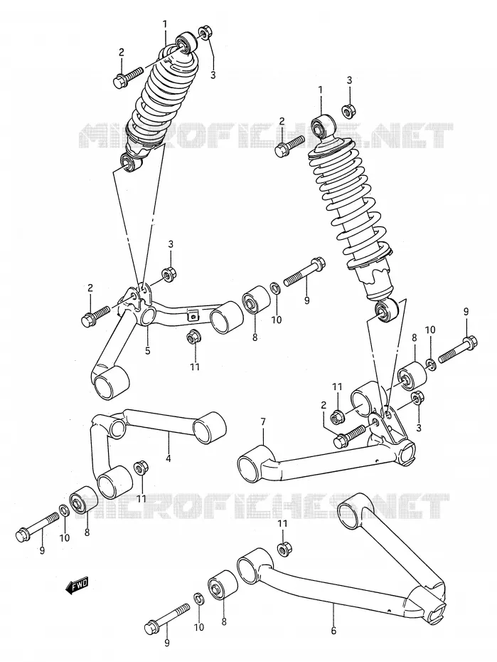 VOORWIELOPHANGING ARM Suzuki QUAD 250 KINGQUAD 1989  LT-F4WDK(E28)