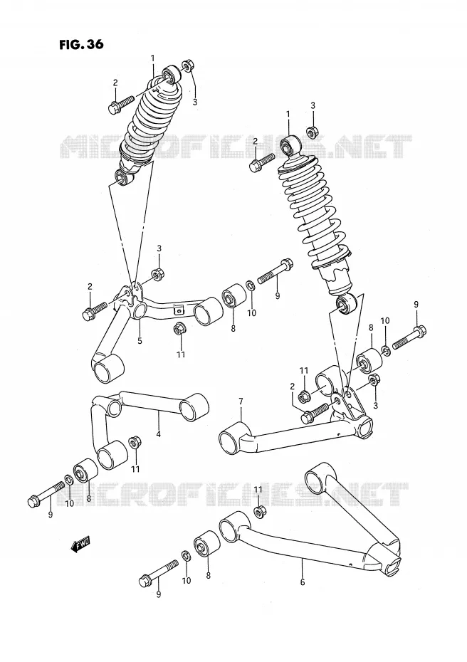 VOORWIELOPHANGING ARM Suzuki QUAD 250 KINGQUAD 1991  LT-F4WDM(E2)