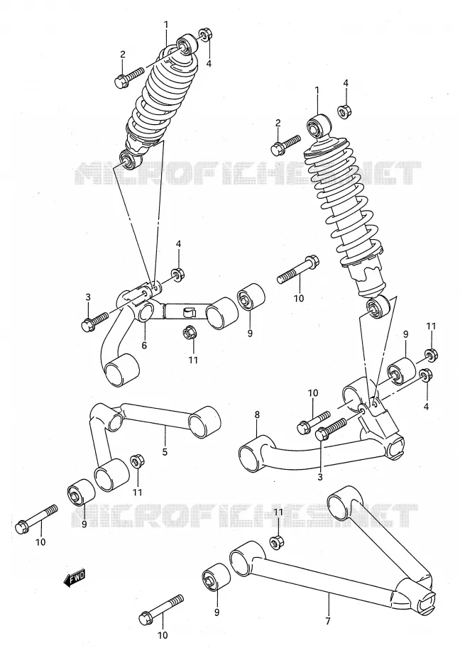 VOORWIELOPHANGING ARM Suzuki QUAD 300 KINGQUAD 1994  LT-F4WDXR(E28)