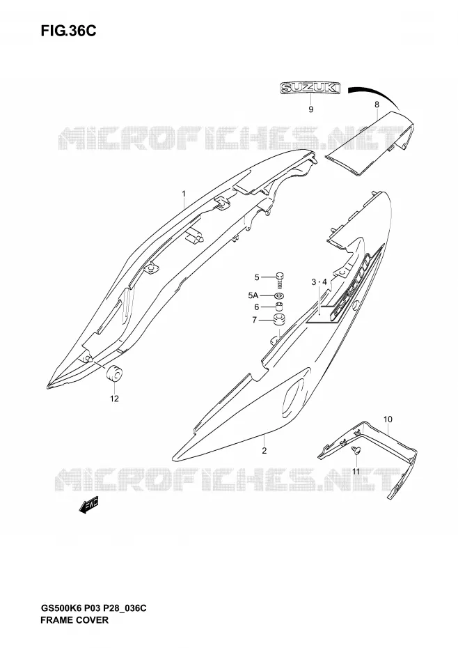 ACHTER KUIP  (GS500K5 P28) Suzuki MOTO 500 GS-E 2004  GS500K4(P3)