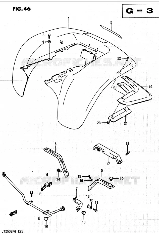 ACHTERSPATBORD (MODELE F/F2) Suzuki QUAD 250 QUADRUNNER 1985  LT250EF(F/2/G)