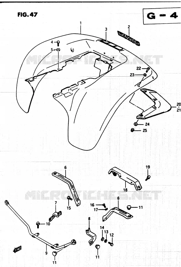 ACHTERSPATBORD (MODELE G) Suzuki QUAD 250 QUADRUNNER 1987  LT250EF(F/2/G)