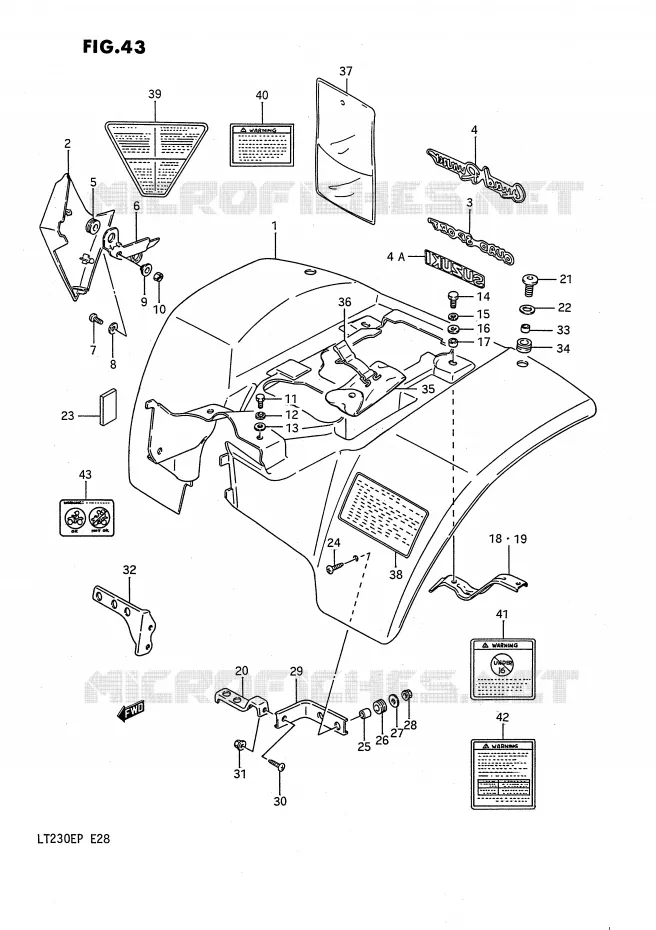 ACHTERSPATBORD (MODELE H/J/K/L) Suzuki QUAD 230 QUADSPORT 1991  LT230EM(E28)