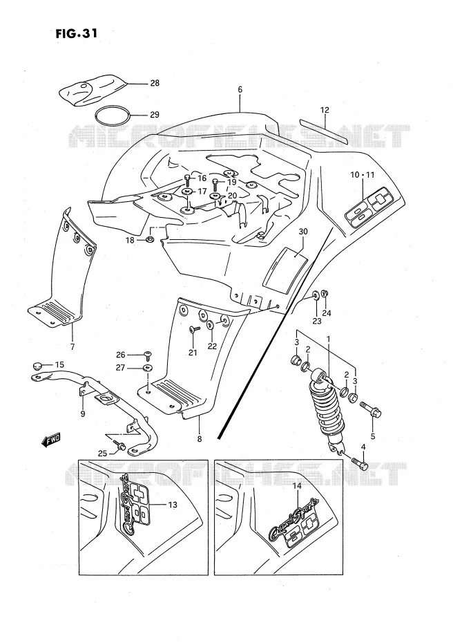 ACHTERSPATBORD (MODELE H/J/K) Suzuki QUAD 80 QUADSPORT 1995  LT80S(P28)