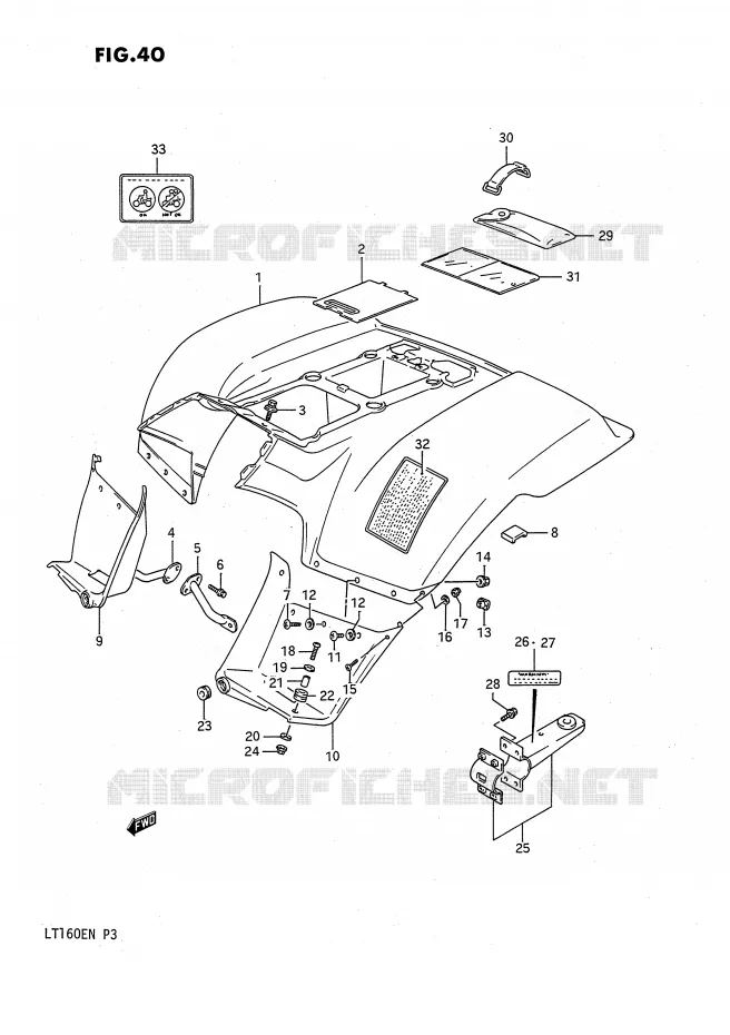 ACHTERSPATBORD (MODELE K) Suzuki QUAD 160 QUADRUNNER 1989  LT160EK(P3)