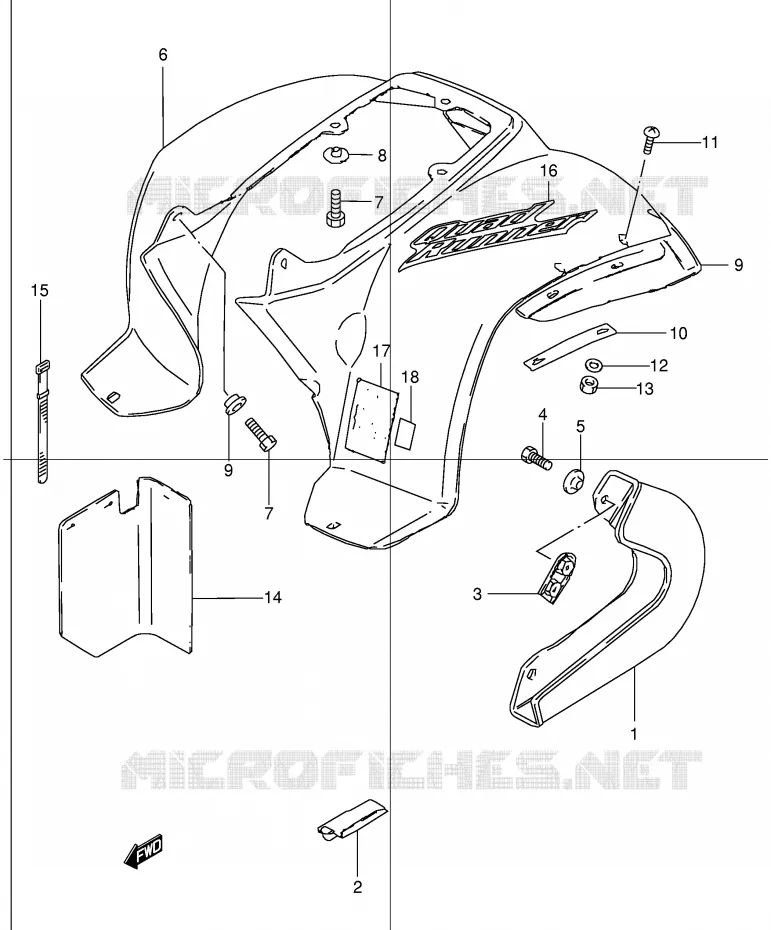 ACHTERSPATBORD (MODELE K1/K2) Suzuki QUAD 50 MINIQUAD-SPORT 1999  LT50X(P1)