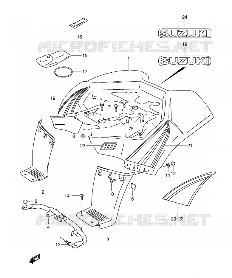 ACHTERSPATBORD (MODELE K2/K3) Suzuki QUAD 80 QUADSPORT 2004  LT80K4(P1)