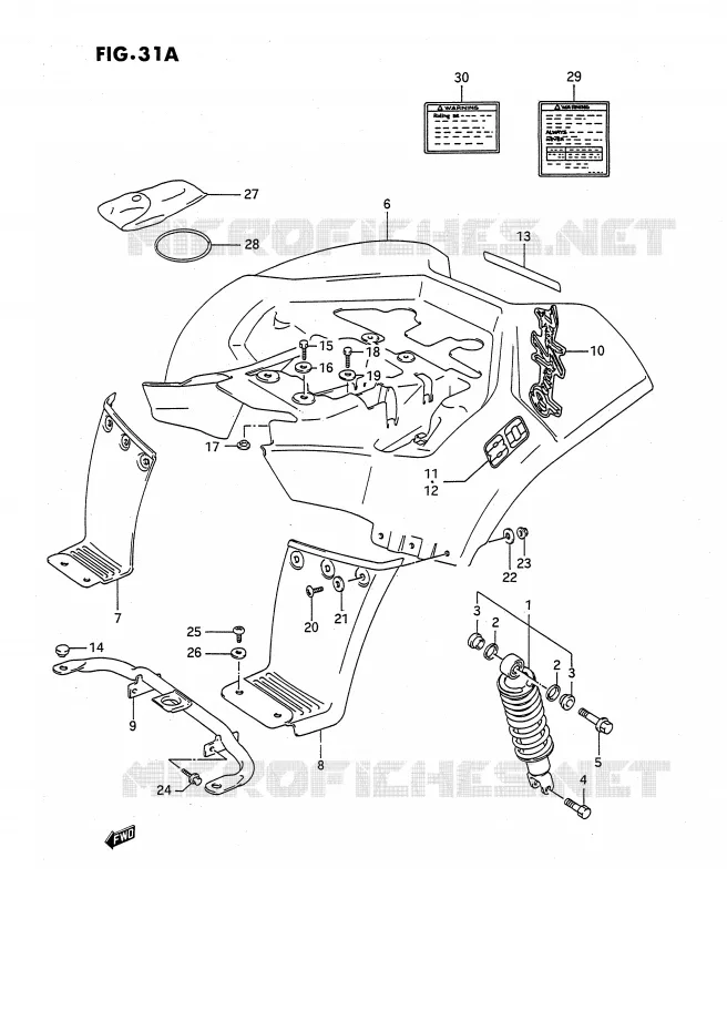 ACHTERSPATBORD (MODELE L) Suzuki QUAD 80 QUADSPORT 1987  LT80H(P28)