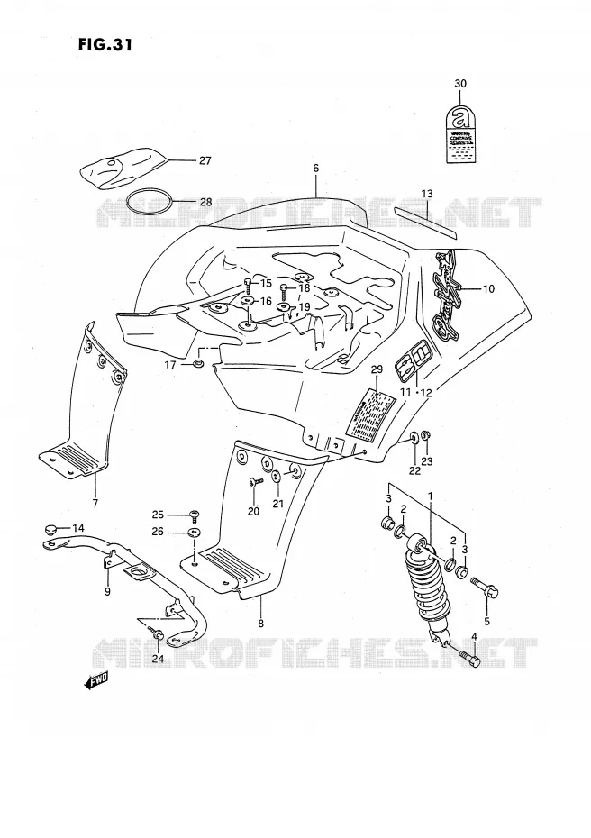 ACHTERSPATBORD (MODELE L) Suzuki QUAD 80 QUADSPORT 1991  LT80M(P1)