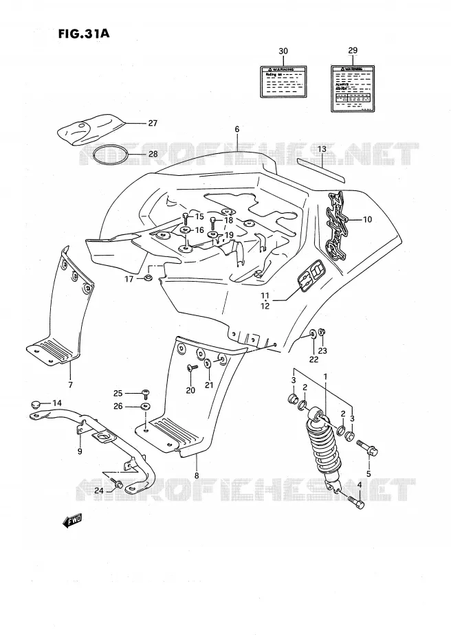 ACHTERSPATBORD (MODELE L) Suzuki QUAD 80 QUADSPORT 1993  LT80P(P3)