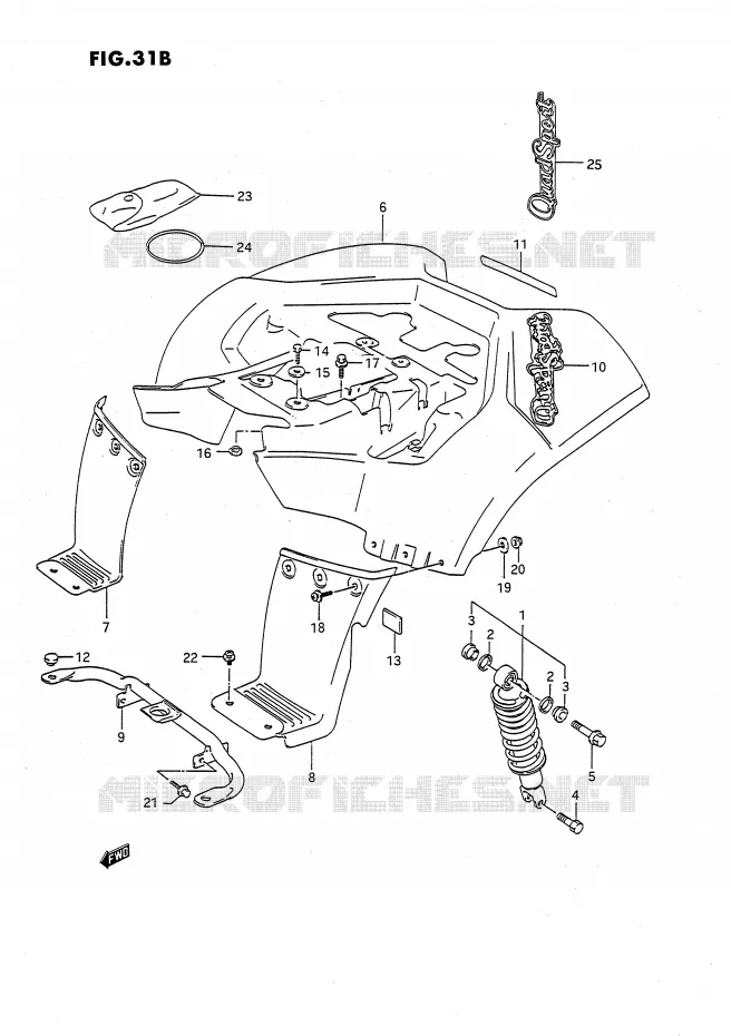ACHTERSPATBORD (MODELE M/N/P/R/S) Suzuki QUAD 80 QUADSPORT 1993  LT80P(P3)