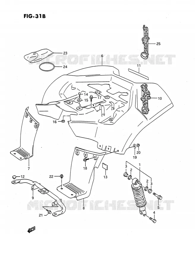 ACHTERSPATBORD (MODELE M/N/P/R/S) Suzuki QUAD 80 QUADSPORT 1995  LT80S(P28)