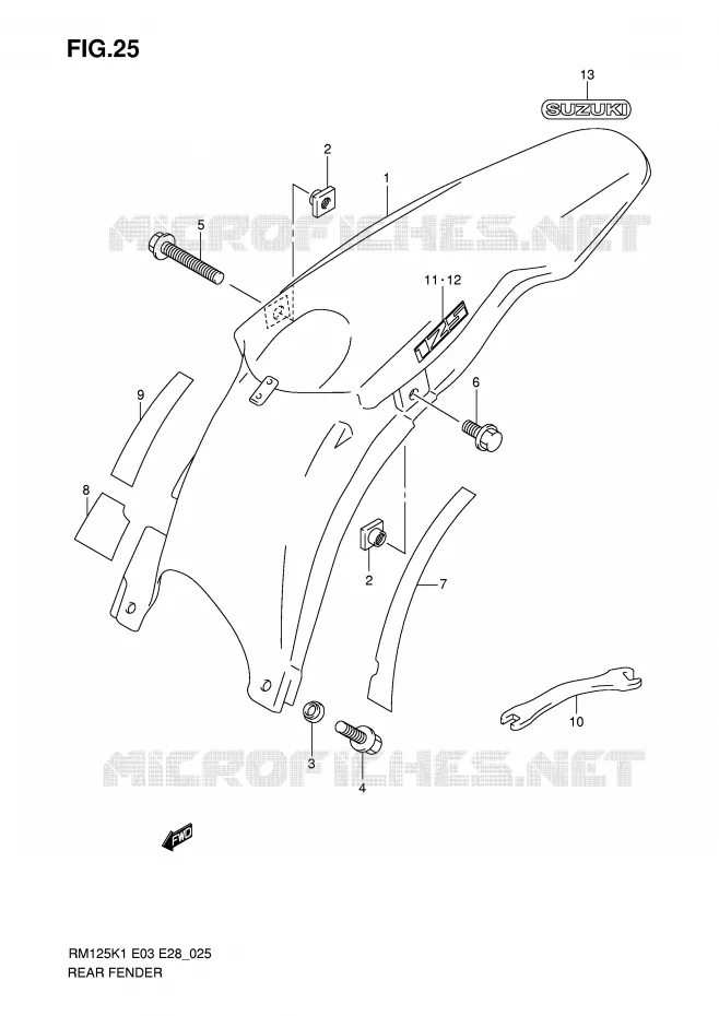 ACHTERSPATBORD Suzuki MOTO 125 RM 2003  RM125K3(E3/E28)