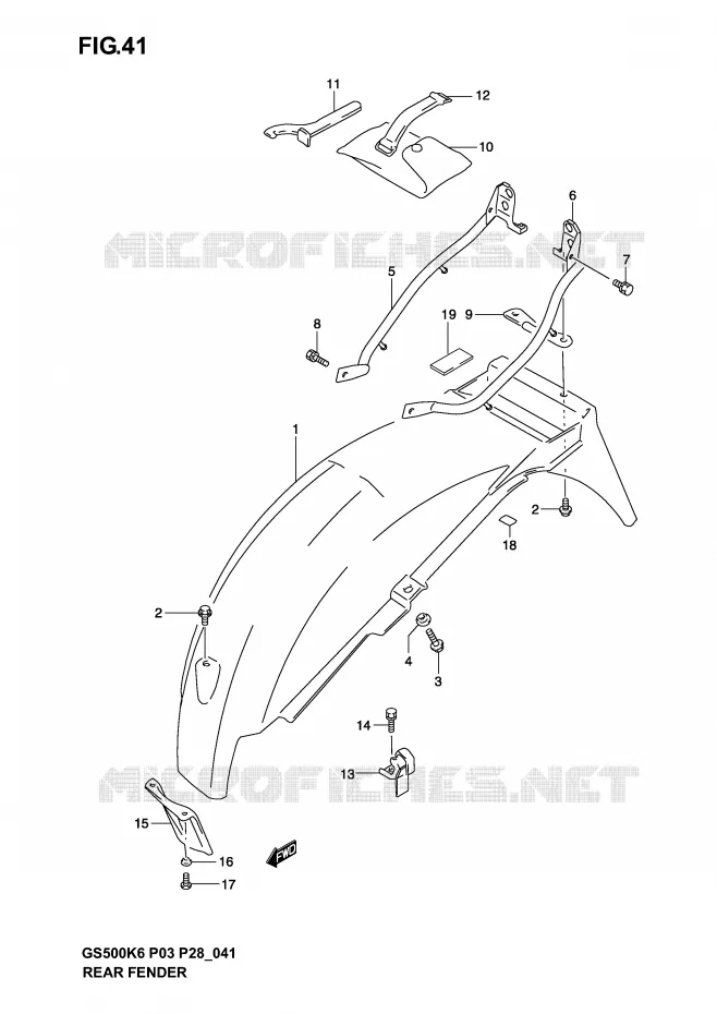ACHTERSPATBORD Suzuki MOTO 500 GS-E 2003  GS500K3(P3)