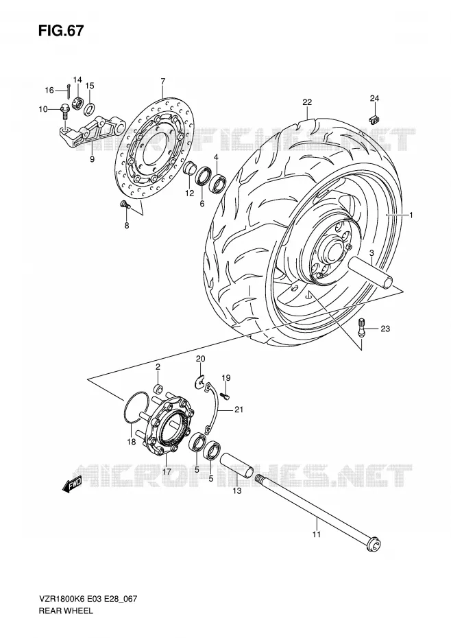 ACHTERWIEL (MODEL K6/K7) Suzuki MOTO 1800 INTRUDER 2008  VZR1800ZK8(E3/E28)