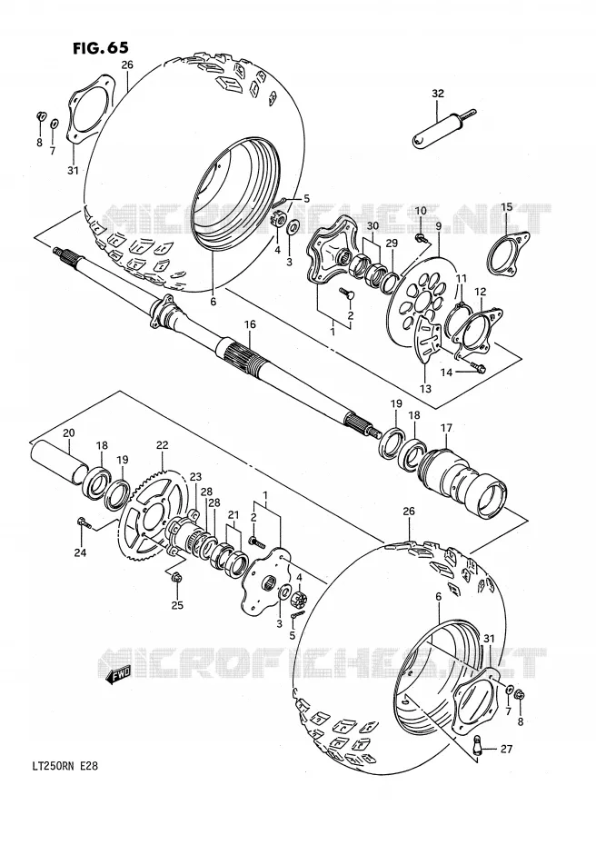 ACHTERWIEL (MODELE F/G) Suzuki QUAD 250 QUADRACER 1990  LT250RL(E28)