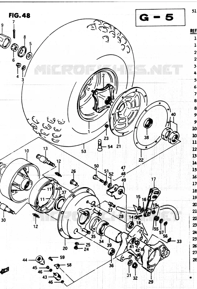 ACHTERWIEL (RIGHT) Suzuki QUAD 250 QUADRUNNER 1985  LT250EFF(F/2/G)