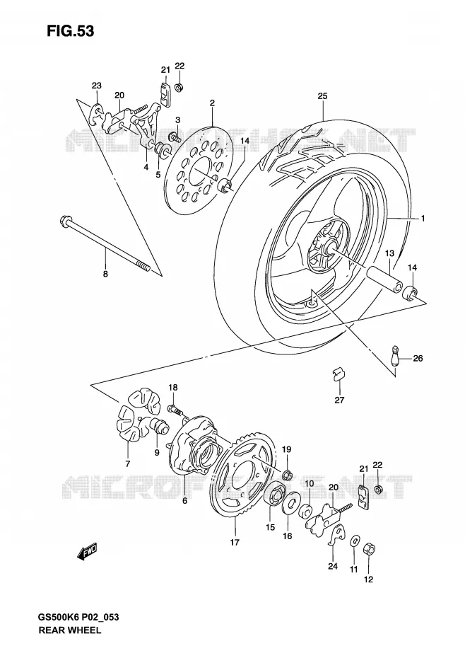 ACHTERWIEL Suzuki MOTO 500 GS-E 2005  GS500K5(P19)