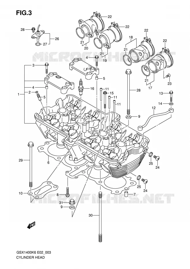 CILINDERKOP Suzuki MOTO 1400 GSX 2007  GSX1400K7(E2)