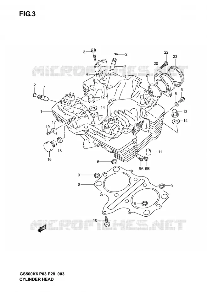 CILINDERKOP Suzuki MOTO 500 GS-F 2004  GS500FK4(P3)